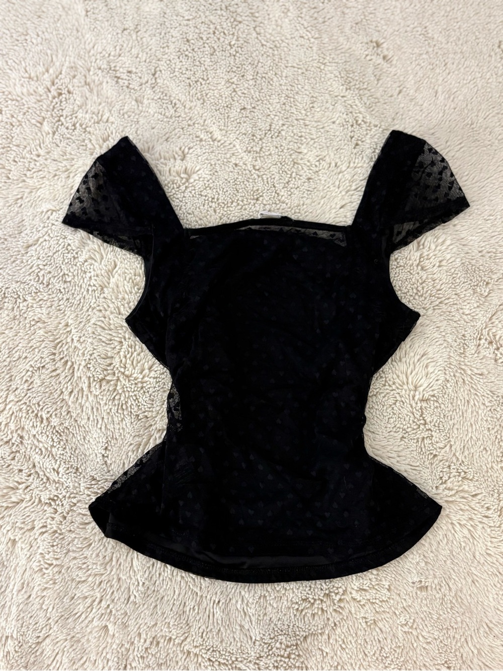 Kimchi Blue Black Square-Neck Mesh-Back Camisole - Picture 2 of 4